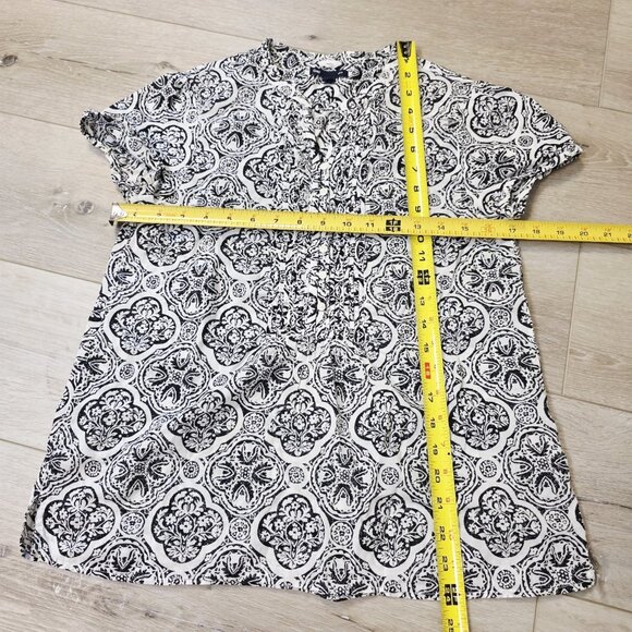 Womens Short Sleeve Black White Gap Floral Print Cotten Blouse Sz Small - Picture 4 of 5